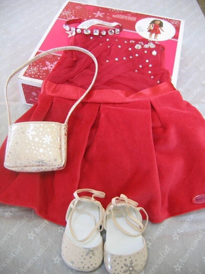 TIS THE SEASON VESTIDO DE FIESTA Zapatos Cartera NUEVO American Girl Muñeca Ropa Navidad Foto 1 de 1