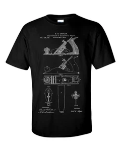 Carpenters Hand Plane Patent Blueprint Gift Chippy Wood Worker T-Shirt - Picture 1 of 5
