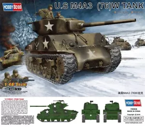 1/48 HobbyBoss 84805: US M4A3 76W TANK SHERMAN - WWII Tank - Plastic Model Kit - Picture 1 of 2