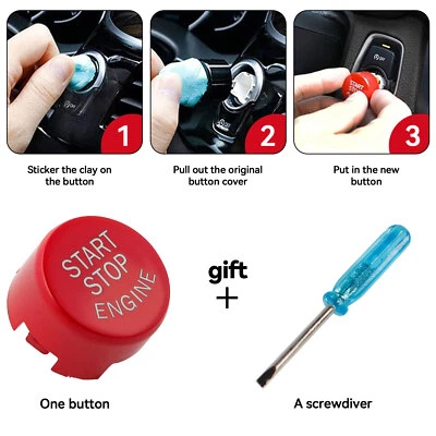 DE Start Stop Button Gloss Red For BMW F10 F12 F20 F22 F30 F31 F32 F25 F01 F06. - Image 1 of 4