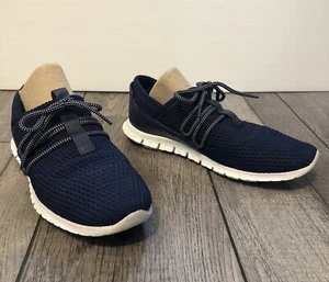 Cole Haan ZeroGrand Sneakers Womens Size 7.5 B Blue Lace Up Knit Leather Shoes - Picture 1 of 10