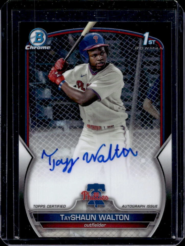 2023 Bowman Chrome Draft TayShaun Walton Black Refractor 1st Auto #55/75