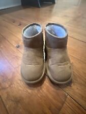 Baby Gap Tan Boots Toddler Size 10 Faux Fur Lined Slip on Ankle Booties (Y)