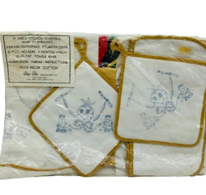 Juego de cocina MCM Betsy Ross con agujas de 7 piezas para bordar olla soporte delantal toallas - Imagen 1 de 16