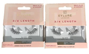 2 Eylure London False Eyelashes w/Adhesive- Featherlight - 3/4 Length N°013 - Picture 1 of 5