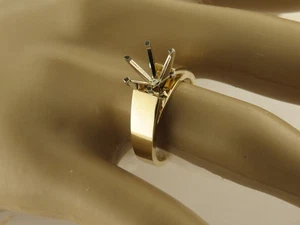 Montaje de anillo solitario de 3 quilates de 6 mm de ancho de oro amarillo macizo de 14 quilates con cabeza de 6 puntas - Imagen 1 de 10