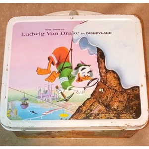 Vintage 1961 Ludwig Von Drake Disneyland Metal Lunch box & Thermos Walt Disney - Picture 1 of 10