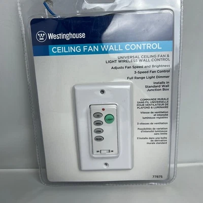 Westinghouse 77875 3 Speed Ceiling Fan Light Wall Control Full Range Receiver - Image 1 of 2