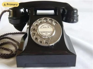 STUNNING VINTAGE GPO BLACK BAKELITE TELEPHONE Art Deco Retro Antique dial phone - Picture 1 of 5
