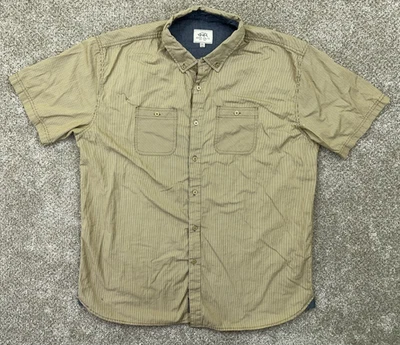 Ecko Unltd Shirt Men's XXL Beige Striped Short Sleeve Button Up - Image 1 of 4