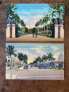 Vintage Linen Miami Perspective Postcards Lot of 2 Posted 1940 and 1942 - Picture 1 of 2