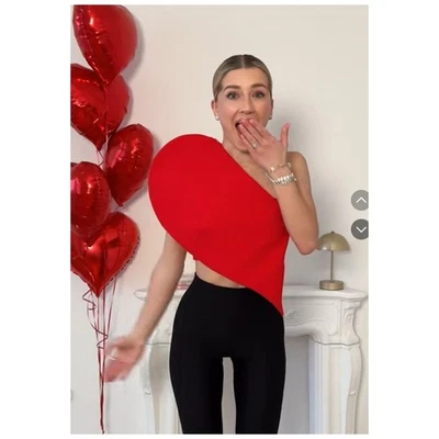 NWT ZARA Limited Edition Asymmetrical Sweetheart Top XS Red - Image 1 of 4