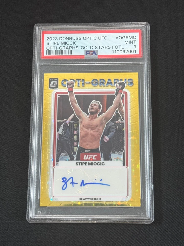 2023 Panini Donruss Optic UFC Opti-Graphs Stipe Miocic Gold Stars Auto 3/3 PSA9 - Image 1 of 3