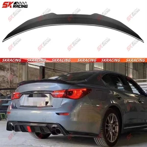 Forged/Carbon Fiber Rear Trunk Lip Spoiler Wing Kit For Infiniti Q50 2014-2017 - Picture 1 of 18