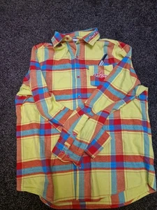 child's play Chucky Cakeworthy Back Print Flannel Plaid Shirt Good Guys Size L - Picture 1 of 9