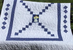Holiday Quilt. Little Light Quilt. Blue & White Quilt. 41 X43 Quilt. Angel Quilt - Picture 1 of 6