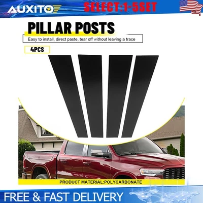 Gloss Black Pillar Post Covers For 2019-2025 Dodge Ram 1500 DT Quad Cab 4-20X - Image 1 of 4