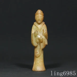Estatua Colgante Gente Extraña Tallada a Mano Jade Hetian Antigüedad China 3" - Imagen 1 de 9