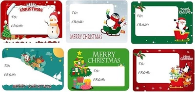 JXUANE 120 Christmas Gift Labels Stickers Self-Adhesive Xmas Tags Name Labels 65x45mm