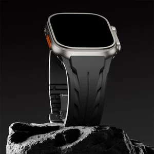 Bracelet Silicone Avancé Boucle Papillon Métal pour Apple Watch Ultra 10 9 8 7 6 5 - Photo 1 sur 62