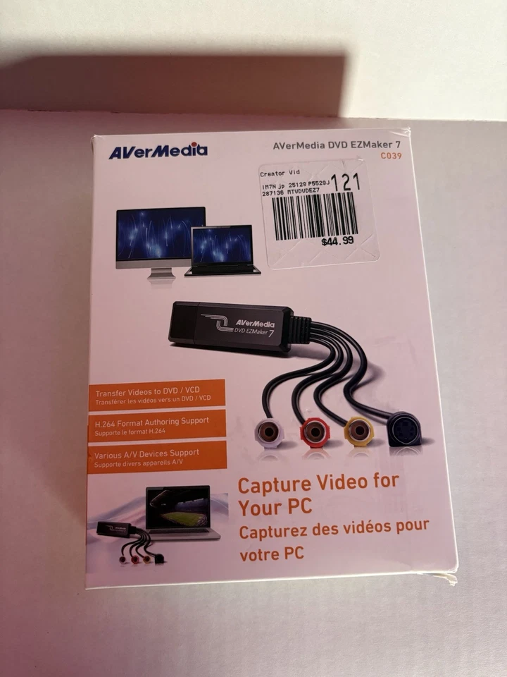 NEW AVerMedia DVD EZMaker 7 C039 VHS/DVD To Digital Format CONVERTER new open bx - Image 1 of 4