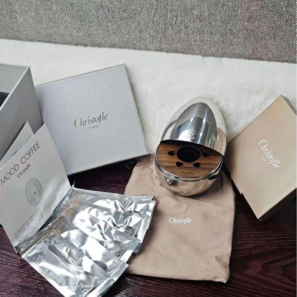 Juego de 6 cucharas de café Christofle Mood chapadas en plata con estuche para huevos Foto 1 de 4