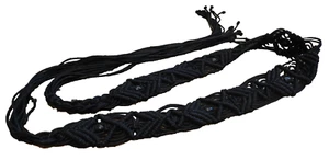 Donna Karan DKNY Black Macramé Braided Braid Cord Long Belt New Beautiful! - Picture 1 of 6