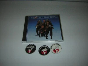 GHOSTBUSTERS  2 BUTTON &CD LOT OF 4 1988 FUNKY LICENSED VINTAGE - Picture 1 of 9