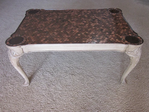 VINTAGE   SQUARE  PENNY   COFFEE   TABLE Cover