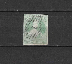 New Zealand 1857-63 QV Chalon IMPERF 1/- Blue Green used - Picture 1 of 3
