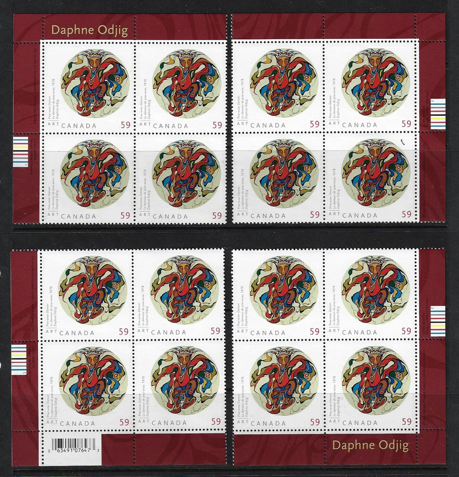 Canada Stamps — Matched Set of 4 Blocks — 2011, Daphne Odjig #2436 / MNH - Image 1 of 1