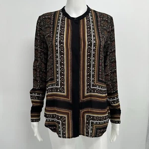 A.L.C. 100% Silk Franco Scarf Print Top Blouse Womens 4 - Picture 1 of 17