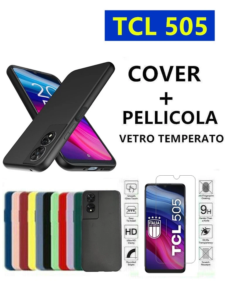 Cover Morbida Custodia Silicone Tpu Opaca pre TCL 505+Pellicola Vetro - Immagine 1 di 1