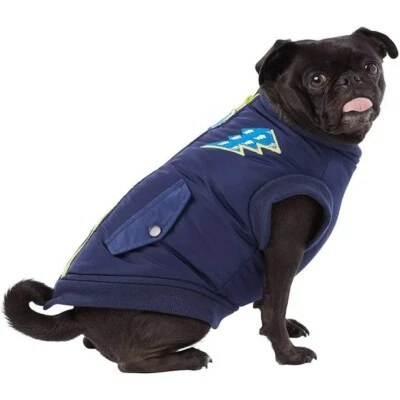 Top Paw Zip Up Navy Blue Lighting Bolt Fleece Coat For Dogs Sz L - Image 1 of 4