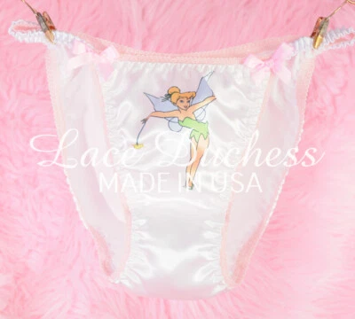 Bragas de bikini de colección años 80 sissy SATINADO Fairy Princess clásicas Sissy blancas de cuerda Foto 1 de 4