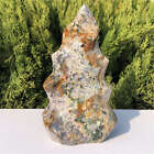 1.57Kg Natural Ocean Jasper Carved Flame Shape Quartz Crystal Energy Reiki Heal