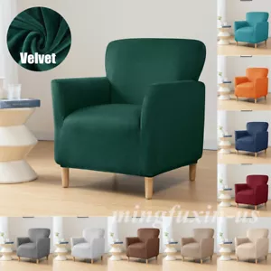 Banquet Armchair Cover Stretch Velvet Chair Covers with Arms Single Sofa Cover - Picture 1 of 109