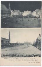 Postcard WWI YPRES La Grande (Great) Place, before/after the Bombardment BELGIUM