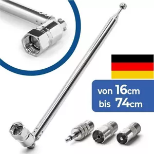 74cm Teleskop Antenne Ersatz F Stecker DAB UKW Radio FM AM Auto Audio Set DE NEU - Picture 1 of 13
