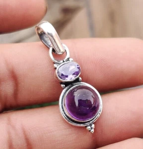 Good Look African amethyst Gemstone 925 Sterling Silver Handmade Pendant B-1 - Picture 1 of 5