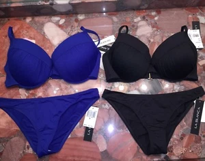 Nuevo con etiquetas La Blanca Core Telas sólidas Negro Uw Bh D DD Taza Bikini Conjunto Mujer - Imagen 1 de 11
