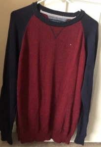 Tommy Hilfiger boys long sleeve sweater size L 16/18 red blue logo - Picture 1 of 4