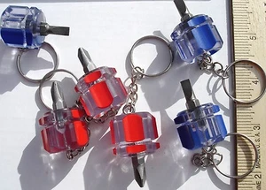 SCREWDRIVERS LOT OF 6 KEY CHAINS ( 3 SLOTTED & 3 PHILLIPS ) - Picture 1 of 6