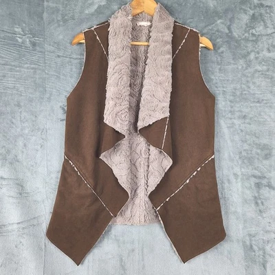 Chaleco Mujer Mediano Marrón Gamuza Imitación Piel Western Boho Hippie Vaquera Festival Foto 1 de 4