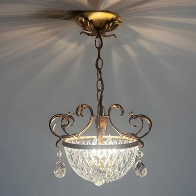 Vintage Light Craft California Crystal Basket Chandelier Hollywood Regency 1960s - Image 1 of 4