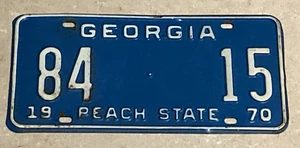 1970 Georgia Nummernschild Madison County 84-15 NIEDRIGE NUMMER Danielsville Comer GA - Bild 1 von 2