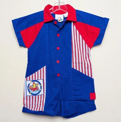 Mameluco vintage Kiddo Mgee Bears in a Boat bloques de colores años 90 niño pequeño 4T Foto 1 de 4