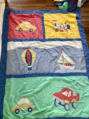 Set of 2 Vintage Kids Vehicle Quilts – Handmade Patchwork Bedding (63” x 80”) - Image 1 of 3
