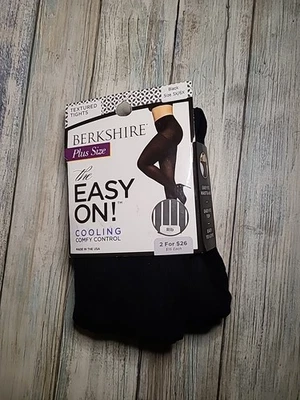 Berkshire 5x To 6x Textured Tights Black Plus Size The Easy On Cooling Comfy... - Image 1 of 4