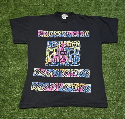 Винтажная футболка с одним стежком 1989 Sky Lite геометрический узор БОЛЬШАЯ - Изображение 1 из 4